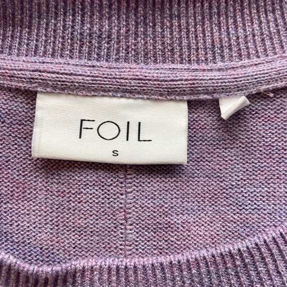 NWOT Foil Sweater Wool Blend Purple Layered Shirt S Oversized Old Money Preppy - Picture 6 of 11